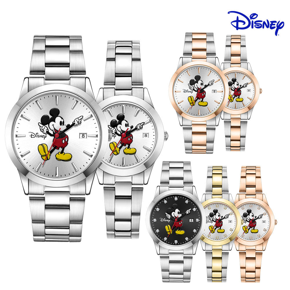 디즈니 미키 마우스 비비드 메탈 남녀 커플 손목시계